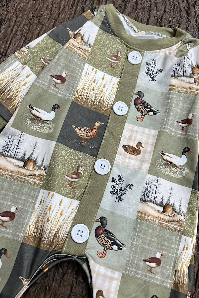 Duck patchwork printed baby romper. LR0425-12 AMY