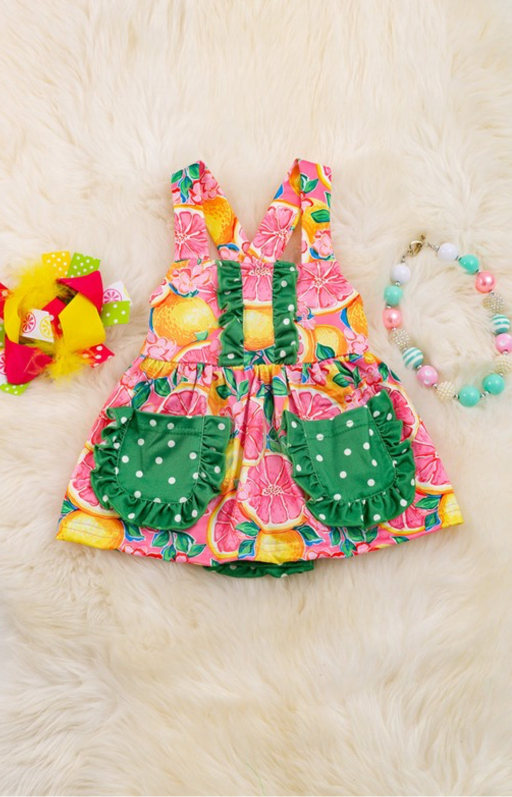 Pink Grapefruit Onesie Dress