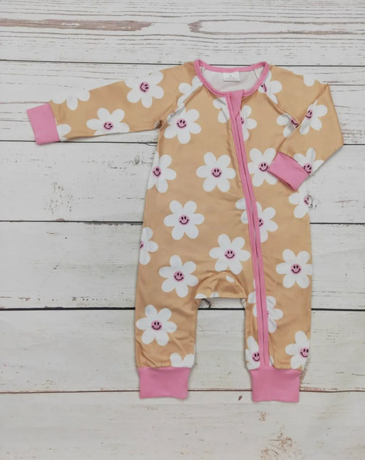 Smiley Face Floral Romper