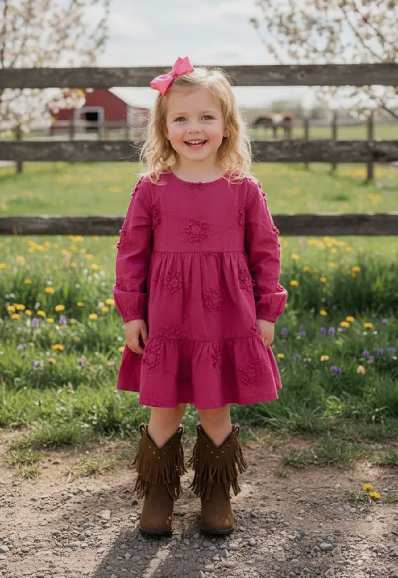 Dusty Rose Floral Lace Dress