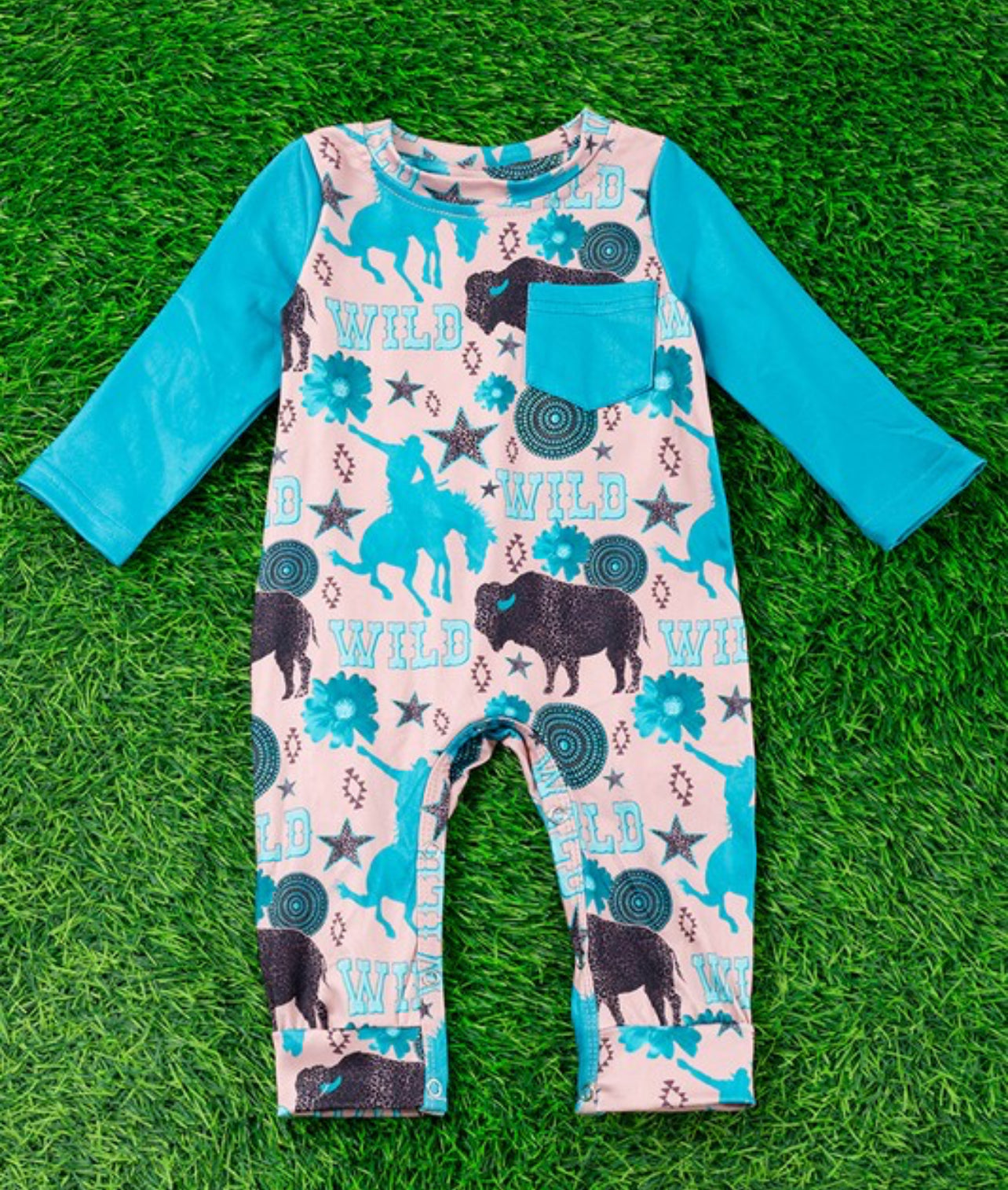 Bison Printed Infant Romper