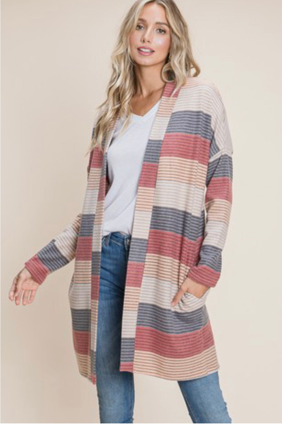 350 - Stripe Knit Cardigan