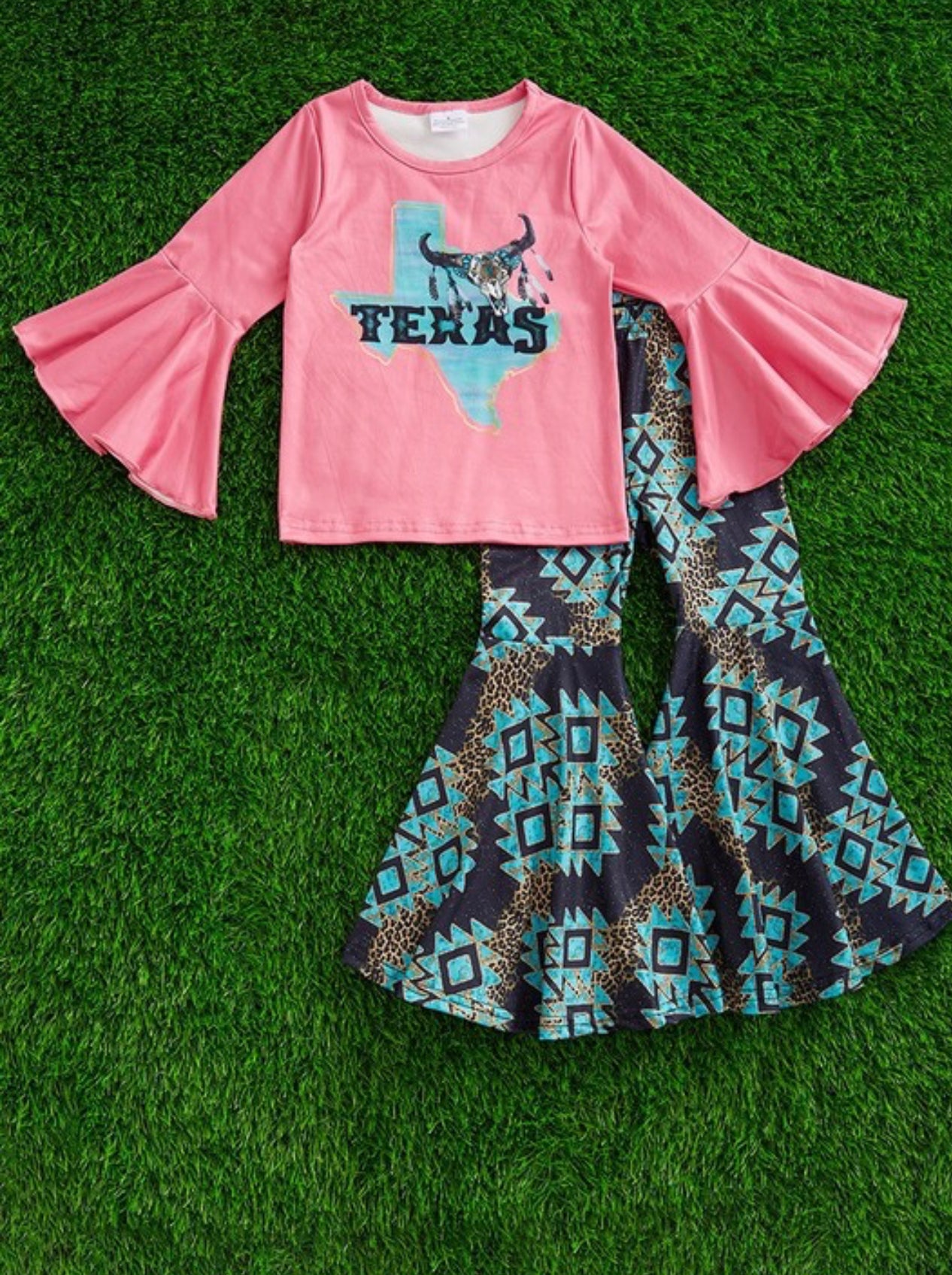 Texas Bell Sleeve Aztec Outfit