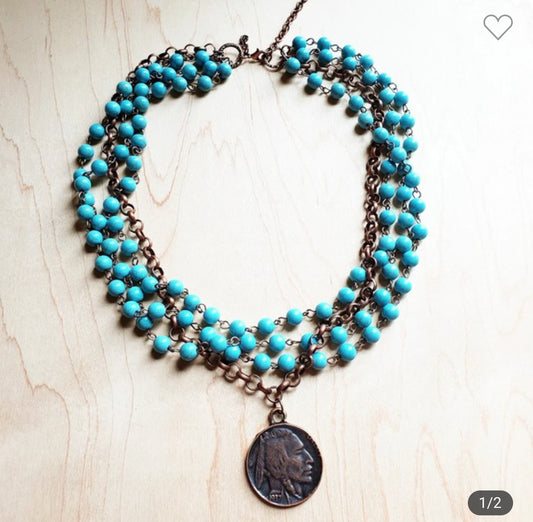 Buffalo Nickel Beaded Necklace