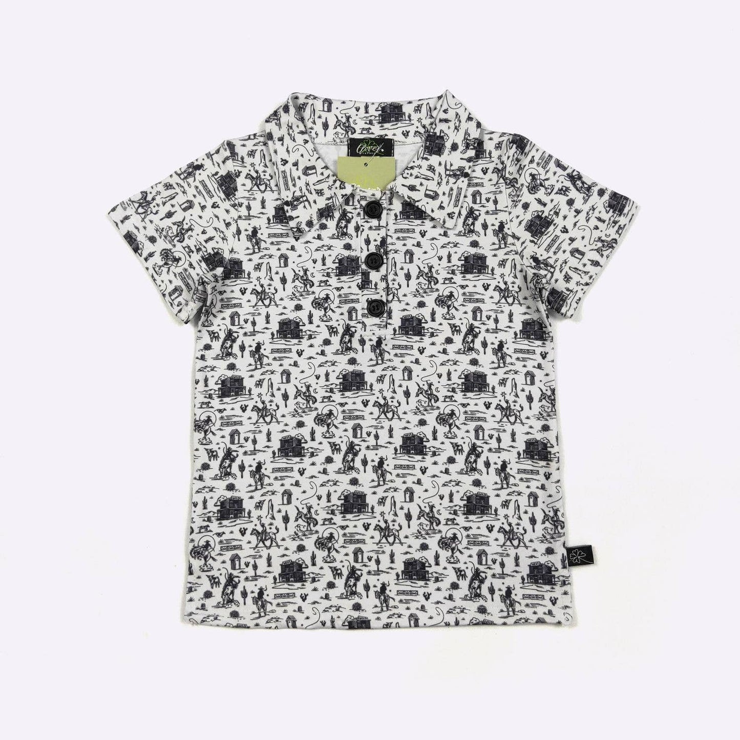 Black & White Western Boy Collar Shirt
