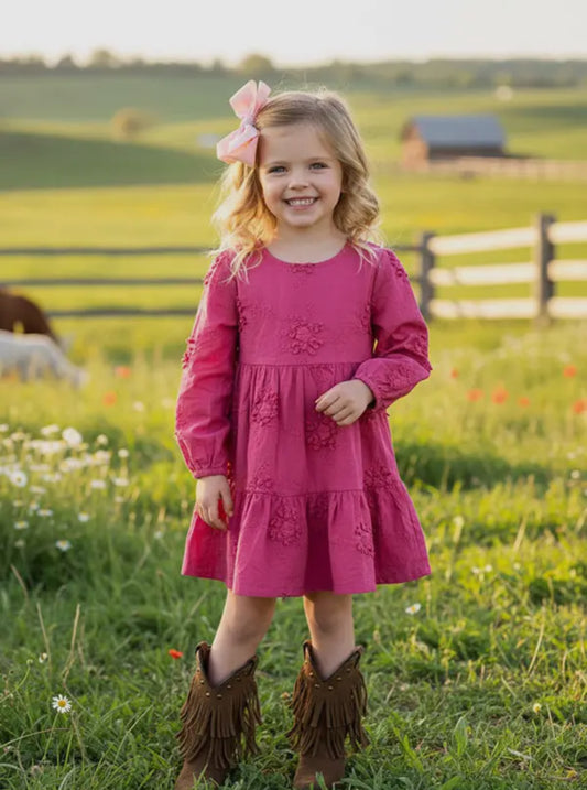 Dusty Rose Floral Lace Dress