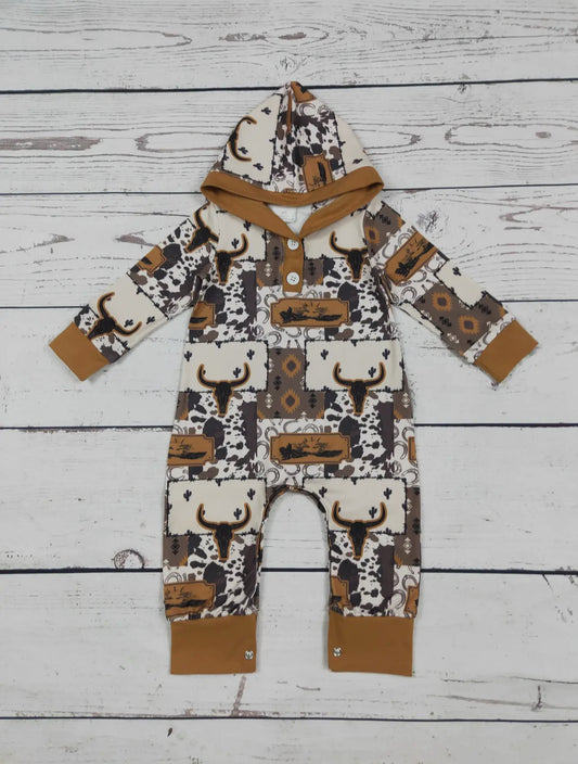 Cowhide Baby Hooded Romper