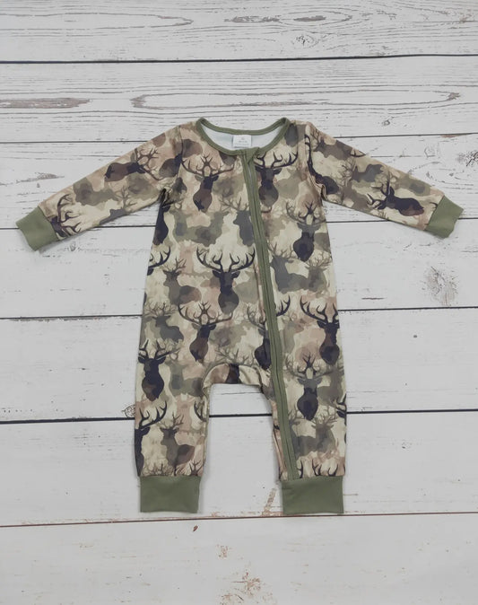 Deer Camo Zip Romper