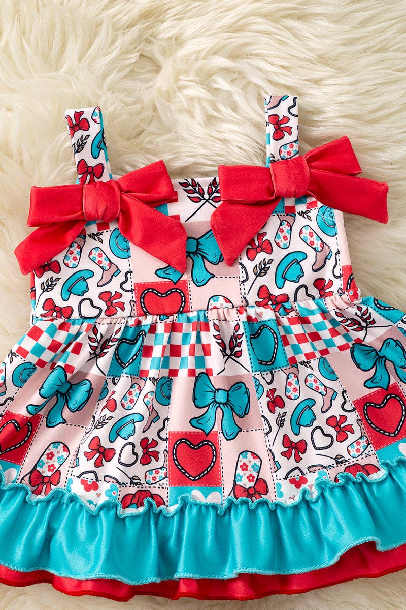 Coquette bow, western printed girls baby swing set. RPG60809 AMY