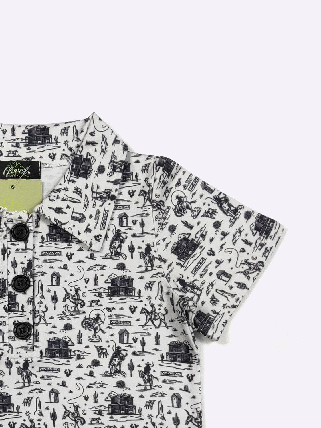 Black & White Western Boy Collar Shirt