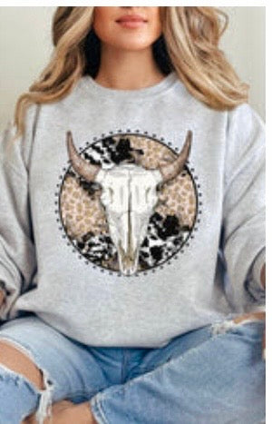 Leopard Bison Skull Sweatshirt