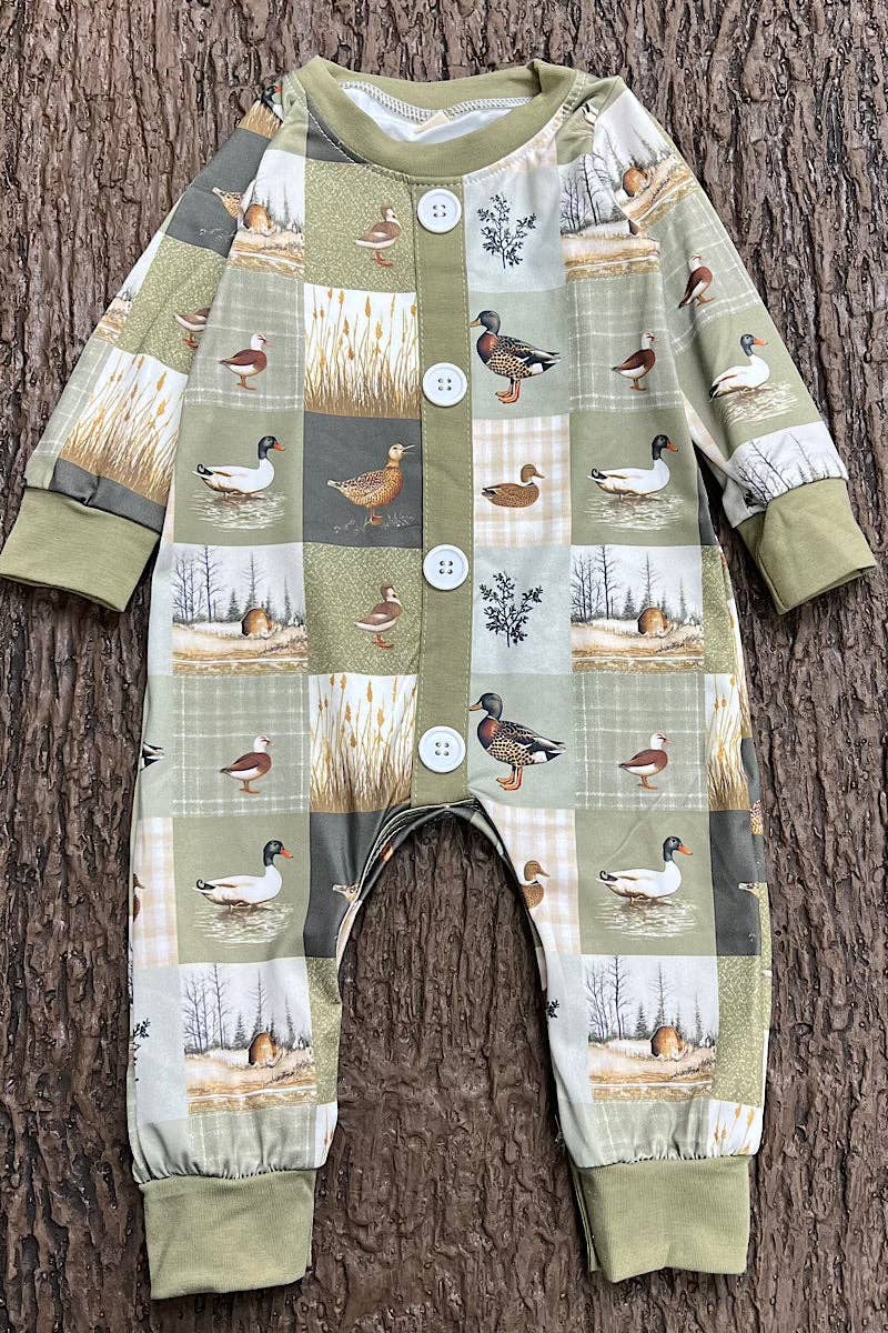 Duck patchwork printed baby romper. LR0425-12 AMY