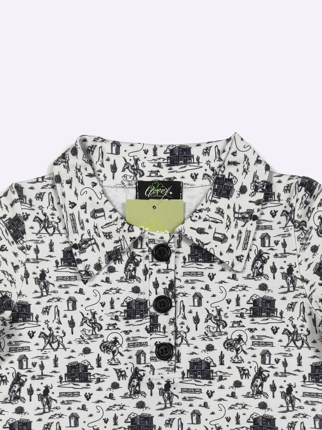 Black & White Western Boy Collar Shirt