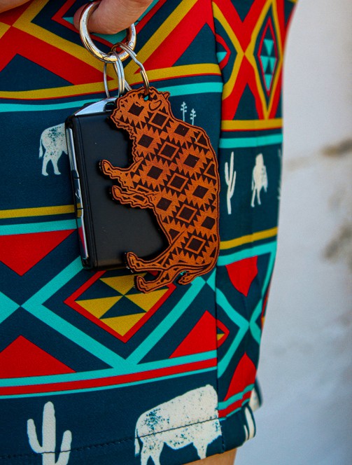 Leather Buffalo Keychain